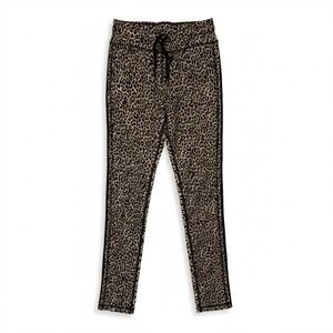 The Upside Leopard Print Athleisure Pants Women's 8 Black Side Stripe Drawstring